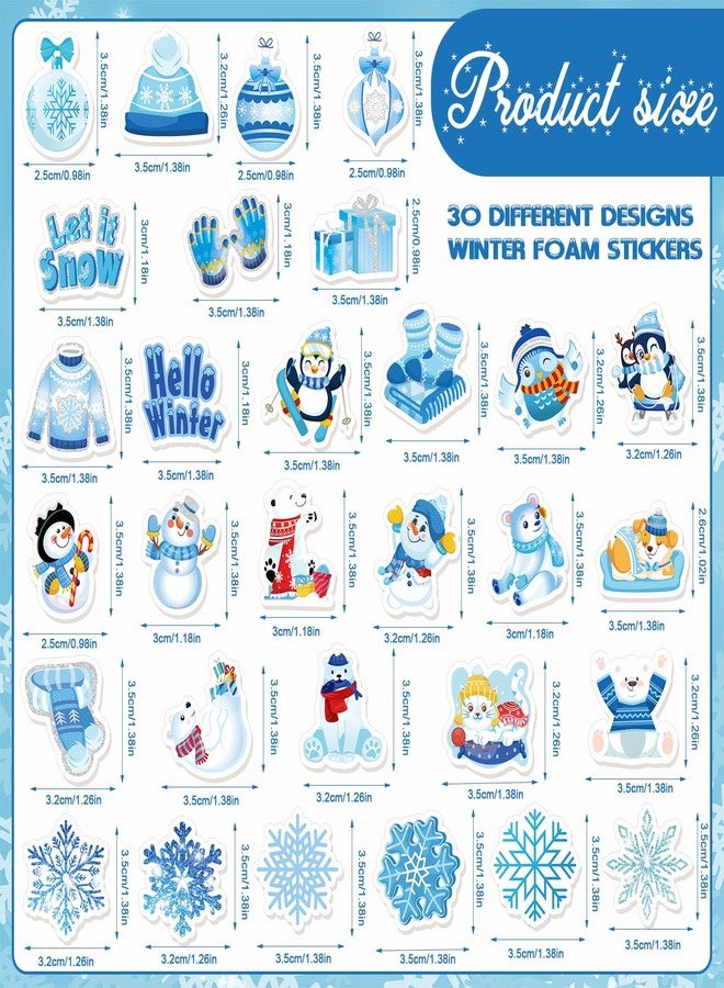 هواف ملصقات إسفنجية شتوية من HOWAF، 300 قطعة، ملصقات إسفنجية ذاتية اللصق على شكل ندفة ثلج، رجل ثلج، بطريق، دب قطبي، مثالية لحفلات الكريسماس، وعالم العجائب، والحرف اليدوية، وملصقات زينة شتوية. - Image 2